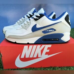 Nike Air Max 90 Leather White Game Royal/ Photon dust Size 13
